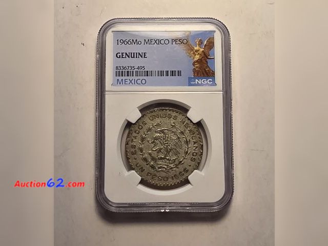Lot 44-8329w - 1966Mo SILVER MEXICO PESO GRADED GENUINE BY NGC.-T