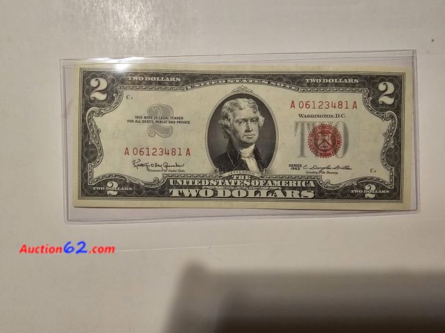 Lot 44-8304w - 1963 SERIES $2 RED SEAL LEGAL TENDER NOTE. UNCIRCULATED. FROM THE GOOD OLD DAYS WHEN MONEY SAID "LEGAL TENDER FOR ALL DEBTS, PUBLIC AND PRIV...