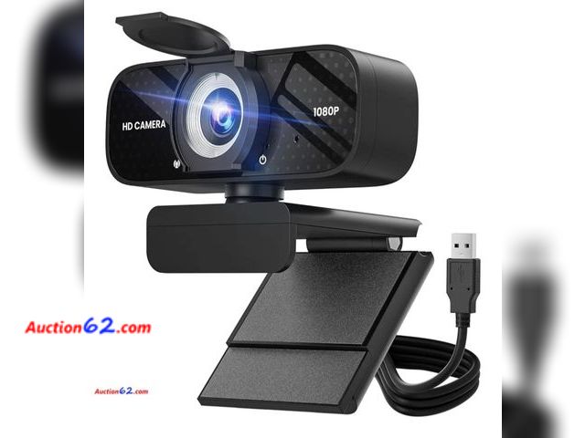 Lot 44-6614p - Full HD 1080P Webcam with Built-in Mic Wide Angle &amp; Auto Focus Privacy Cover for PC/Laptop Plug &amp; Play USB Camera Black Appears New