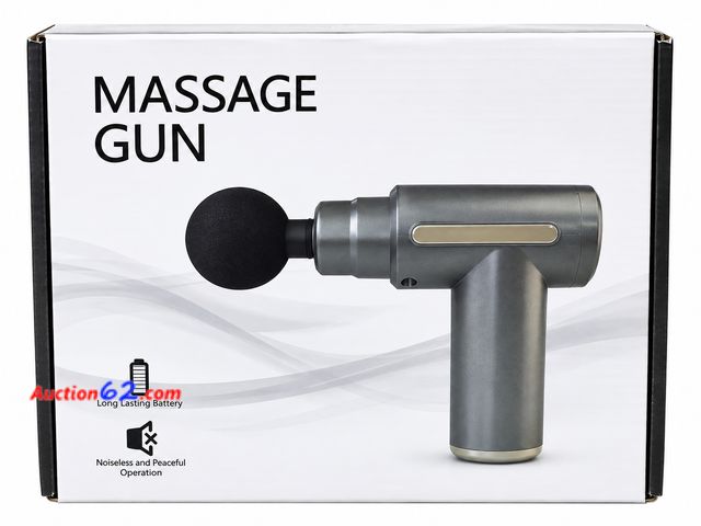 Lot 44-6065m - Massage Gun rechargeable 4 different attachments and charging cord included. Appears New, A basic inspection has been given to this item. So...