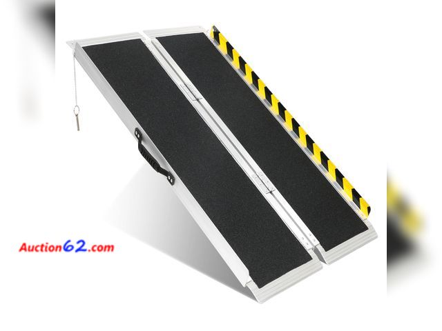 Lot 44-1716e - $129.99 Retail price - 4FT Portable Wheelchair Ramp, Non-Slip Aluminum Folding Handicap Ramp, 800 LBS Capacity Door Threshold Ramps for Home...