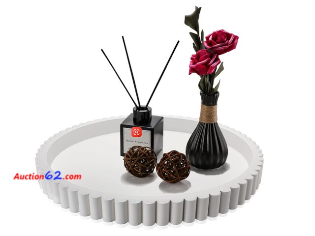 Lot 44-1501o - Handmade Decorative Tray for Coffee Table Tray Decor, White Wooden Decorative Round Tray for for Coffee Table, Dining Room Table Entryway an...