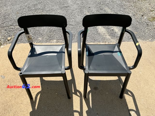 Lot 44-278e - Lot of (2) Elba Outdoor Patio Stack Dining Chair Black - Room Essentials™ See All Photo's E-Commerce Return, A basic inspection has been giv...