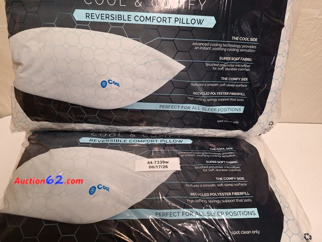 Lot 44-7339w - Lot of (2) ISO-PEDIC technology COOL &amp; COMFY reversible comfort pillow standard/queen,  Appears New, A basic inspection has been given t...