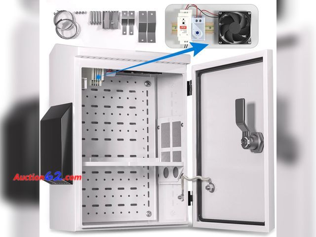 Lot 44-166 - $159.99 Retail price - Outdoor Electrical Box with Thermostat and Fan, Cold-Rolled Steel Plate, Aluminum Alloy Back Beam, One-Piece Ventilat...