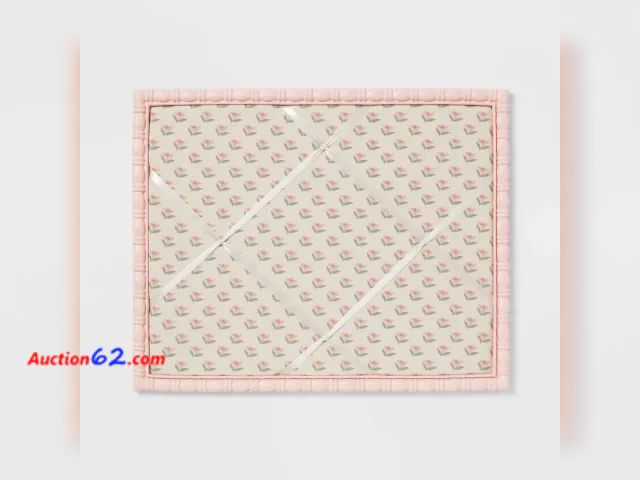 Lot 44-148b - Pink Framed Fabric Kids' Photo Memo Board - Pillowfort™, 20 Inches (H) x 16 Inches (W) x .75 Inches (D) Appears New, A basic inspection has ...