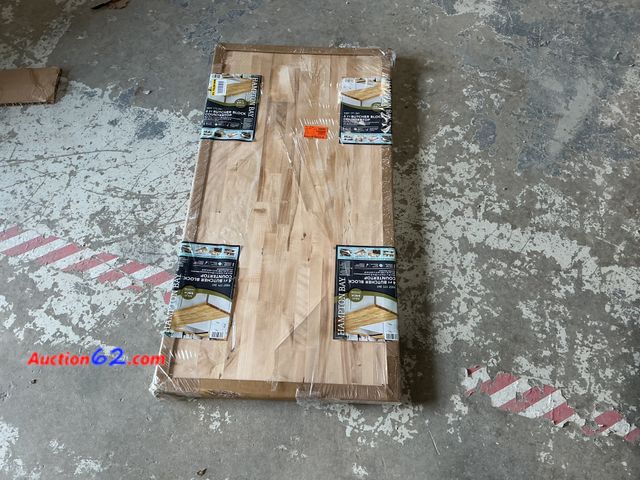Lot 44-1173g - Retail value $119- 4 ft. L x 25 in. D Unfinished Birch Solid Wood Butcher Block Countertop with Square Edge- Cracked on (1) Side E-Commerce ...