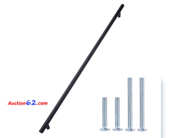 Lot 44-4012o - South Main Hardware Euro Bar Cabinet Drawer Pull Handle (1/2" Diameter), 21.25" Length (18.9" Hole Center), Flat Black, Mounting Hardware In...