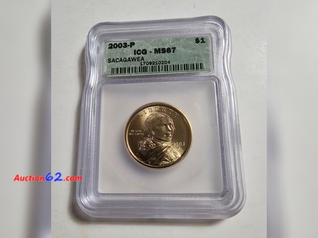 Lot 44-8356p - 2003-P SACAGAWEA DOLLAR GRADED MS67 (MINT STATE) BY ICG! MINTED IN PHILADELPHIA.-NT