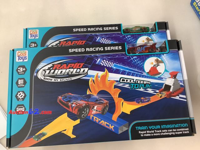 Lot 44-7600t - Lot of 2 Rapid world stunt speed racing series ages 3+ cars are different colors.NEW. See All Photo's Not Tested Never opened, Factory Seale...