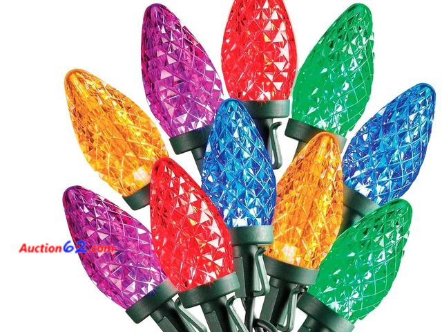 Lot 44-1674t - SYLVANIA Stay-Lit Platinum Strings Christmas Lights - LED C9 Multi Color Lights - (2 Strings of 50 Lights) Appears New, A basic inspection h...