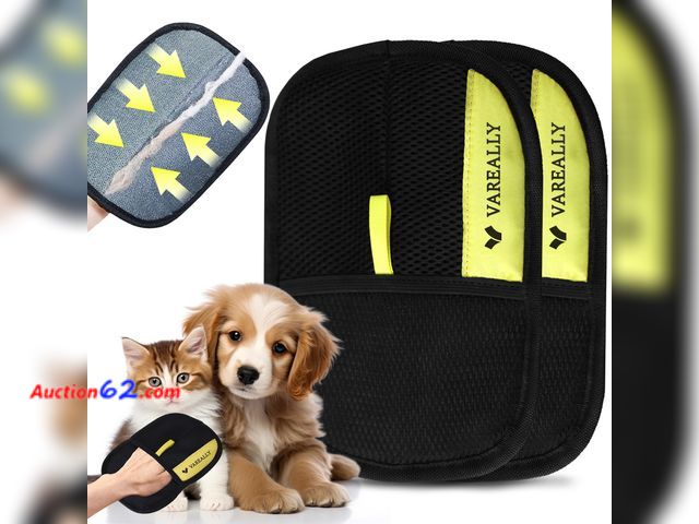 Lot 44-9052 - Pet Hair Removal Glove – Reusable Electrostatic Grooming Gloves for Dogs &amp; Cats – Pet Hair Removal Tool for Furniture, Couch, Carpet – D...