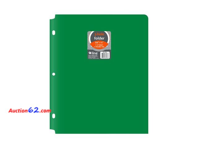 Lot 44-223b - Pack of (25) 8-1/2" x 11" Green Two-Pocket 3-Hole Punch Heavyweight Poly Portfolio Folder Appears New, A basic inspection has been given to ...