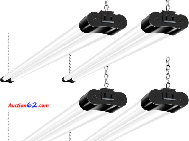 Lot 44-406 - hykolity 4 Pack Linkable LED Shop Light, 4FT 42W [250W Equivalent], 4400lm, 5000K Daylight, with Plug, Utility Light Fixture, Hanging or Sur...