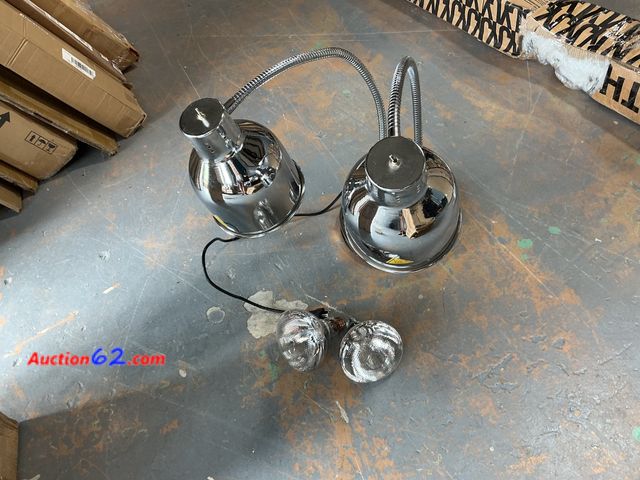 Lot 44-557e - $99.99 Retail price - WICHEMI Food Heat Lamp for Food Commercial Food Warmer Lamp 2-Head 500W Not Tested See All Photo's E-Commerce Return, ...