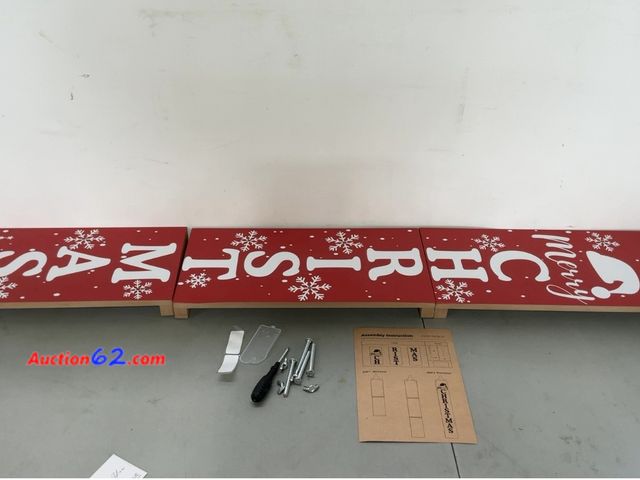 Lot 44-1519j - Perfnique Lighted Merry Christmas Sign, 47.3" Illuminated Welcome Porch Sign for Front Door, Wooden Hanging Yard Signs Standing Xmas Decor N...