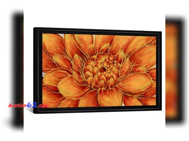 Lot 44-159 - WELMECO Orange and Gold Floral Canvas Wall Art Bathroom Wall Decor Bedroom Office Decor, with Black Frame16x24inch (Orange) See All Photo's ...