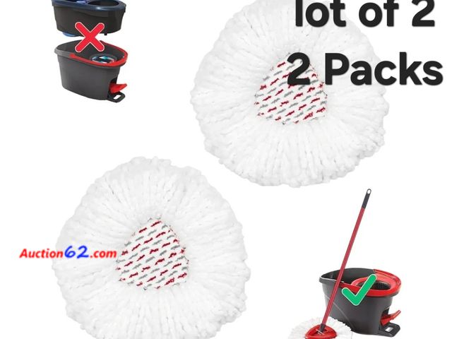 Lot 44-6908p - Lot of 2 Funtin 2-Pack Mop Replacement Heads Compatible with Ocedar EasyWring 1-Tank Spin System, UP 40% More Cleaning Power Mop Replace Hea...