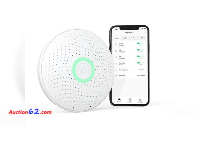 Lot 44-1893a - $249.99 Retail price - Airthings 2930 Wave Plus - Radon &amp; Air Quality Monitor, Battery Powered (CO2, VOC, Humidity, Temp, Pressure) See ...