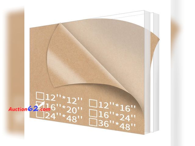 Lot 44-2581a - Art3d 2-Pack of 16 x 20" PET/Plexiglass Sheets, 1/4" Thick Clear PET Sheets for Art Design, Craft Projects, Signs, DIY in Home, Wedding, Fes...