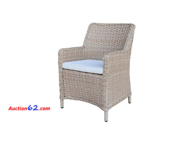 Lot 44-884f - $333.17 Retail price - IC INTERNATIONAL CONCEPTS Outdoor Aluminum Wicker Patio Dining Chair with Cushion - Natural Not Tested Appears New, A...