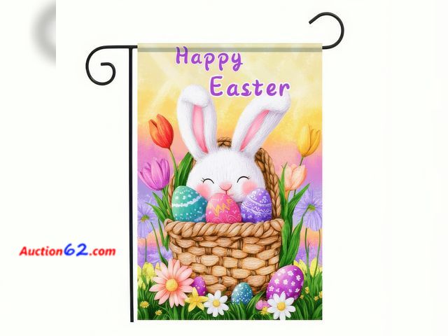 Lot 44-2502e - BlissYard Egg Garden Flag 12x18 Inch Burlap Appears New, A basic inspection has been given to this item. Sold AS-IS. Not Tested See All Phot...