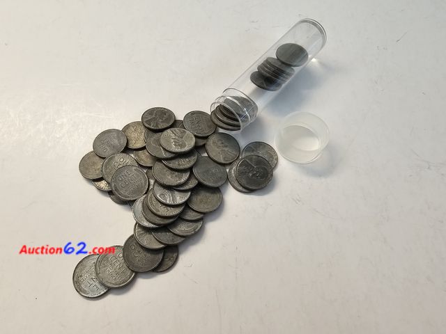 Lot 44-8360g - ROLL OF 1943 WORLD WAR II STEEL CENTS WITH MIXED MINT MARKS.-NT