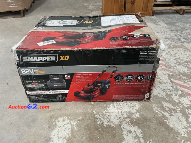 Lot 44-1576t - $569.99 Retail price - (missing batteries &amp; charger) Snapper 1687914 21" SP Walk Mower Kit, Self Propelled, Red/Black Appears New, A bas...