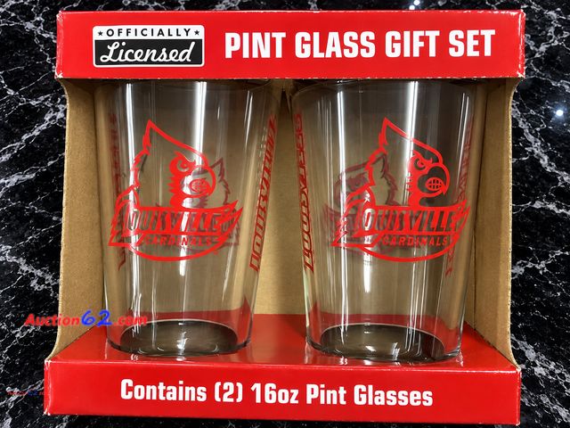 Lot 44-6217m - 2 Sets Of 16oz Pint Glass Gift Sets UL  4 cups total. Officially Licensed. See All Photo's Not Tested Never opened, Factory Sealed
