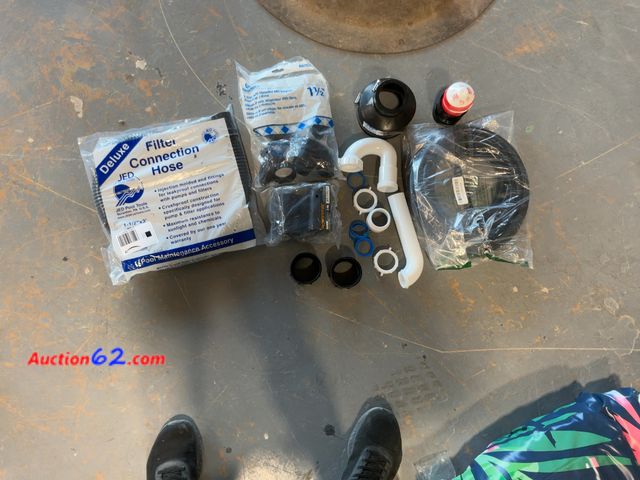 Lot 44-1523p - JED Deluxe Filter Connection Hose &amp; Pool Plumbing Fittings Kit, Leakproof-Crushproof-Chemical Resistant, Black-White E-Commerce Return, ...