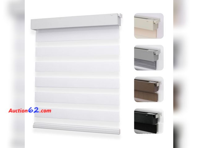 Lot 44-2751w - $94.99 Retail price - Joydeco No Drill Zebra Blinds for Windows, Cordless Day &amp; Night Dual Sheer Roller Shades, Easy Installation, Free-...