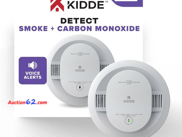 Lot 44-1595p - $65 Retail value- Kidde Smoke &amp; Carbon Monoxide Detector, 10-Year Battery Powered, Voice Alerts, LED Warning Light Indicators Appears Ne...