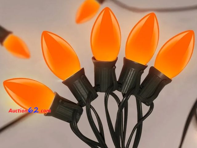 Lot 44-6653g - C9 LED Orange String Lights 25Ft Outdoor Lights with 26 LED Shatterproof Orange Bulbs Appears New, A basic inspection has been given to this...