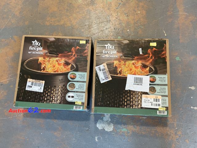 Lot 44-855m - $85 Retail price - Lot of 2 - TIKI Fire Pit Screen for Social &amp; Huddle Smokeless Fire Pit Accessory Appears New, A basic inspection has ...