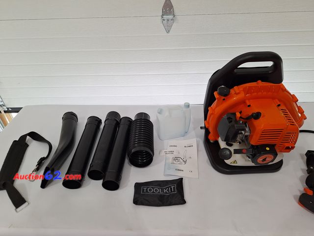 Lot 44-7356w - Backpack gas powered leaf blower, E-Commerce Return, A basic inspection has been given to this item. Sold AS-IS. For parts or repair