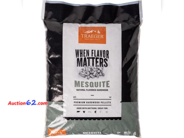 Lot 44-211 - Traeger Grills Mesquite 100% All-Natural Wood Pellets for Smokers and Pellet Grills, BBQ, Bake, Roast, 18 lb. Bag See All Photo's Appears Ne...