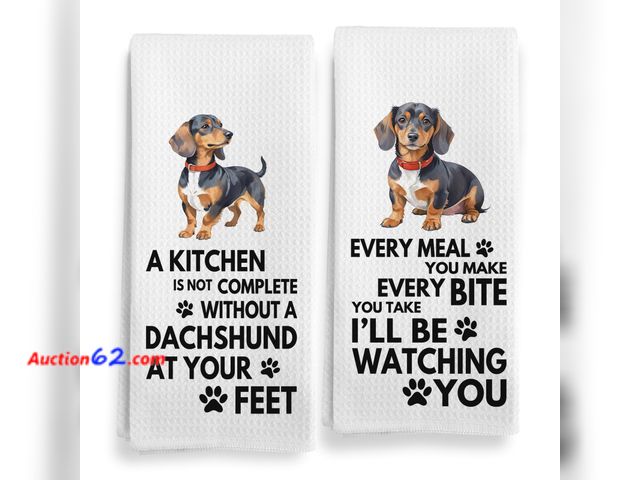 Lot 44-960m - Lot of 2 Packs - Qeheb Every Meal You Make Dachshund Kitchen Towels Decorative Set Appears New, A basic inspection has been given to this it...