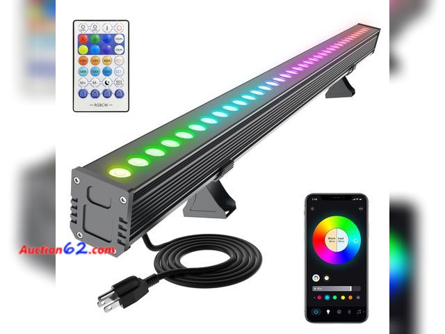 Lot 44-211m - $149.99 Retail price - Yasotek Smart Wall Washer Light Dimmable APP Control, 180W RGBCW Color Changing Linear LED Light Bar with RF Remote C...