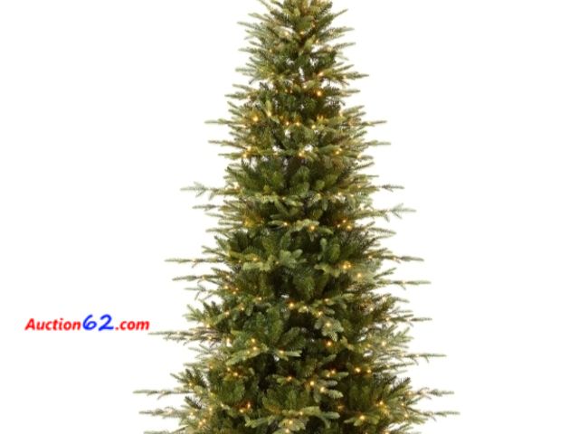 Lot 44-6969w - 6ft Pre-Lit Artificial Aspen Slim Noble Fir Christmas Tree w/ Metal Stand Warm White or Multicolor Lights Appears New, A basic inspection ha...