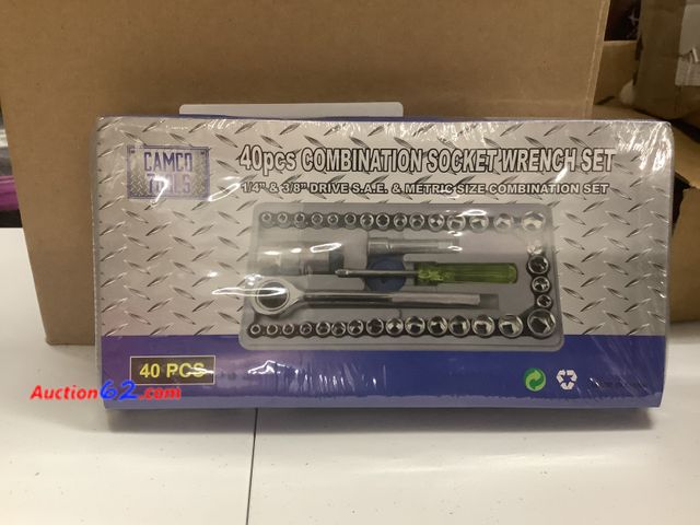 Lot 44-6168e - 40PCS Combination Socket Wrench Set, 1/4” &amp; 3/8” Drive S.A.E &amp; Metric Size Combination Set. Appears New, A basic inspection has been...