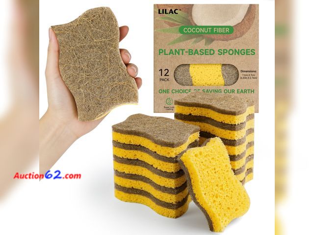 Lot 44-904m - LILAC 12 Pack Natural Cellulose Sponges for Dishes - Non-Scratch Kitchen Scrub Sponges - 100% Biodegradable &amp; Eco-Friendly Cleaning Spon...