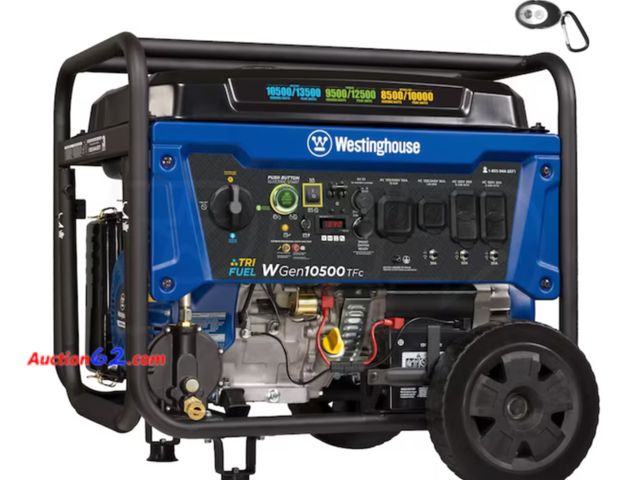 Lot 44-17g - Retail value $1,249- Westinghouse - 13500 peak, 10,500 running Watt Electric Start Tri-Fuel Portable Generator w/ CO Sensor &amp; Wireless R...