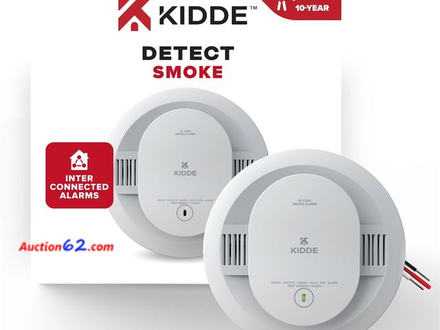 Lot 44-1594p - $40 Retail value- Kidde Hardwired Smoke Detector, 10-Year Battery Backup, Interconnectable, LED Warning Light Indicators, 20SA10 Appears New...