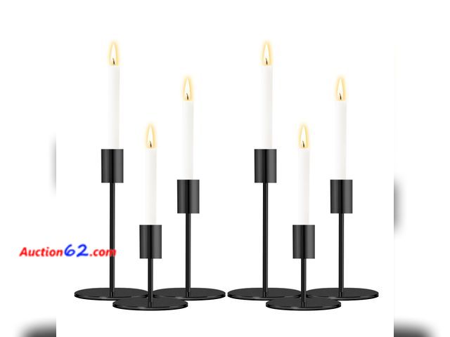 Lot 44-4023a - Uzvoxhe Metal Black Tapered Candle Holders for Pillar Candles, Candle holder Fits 3/4" Thick Candles &amp; LED Candles, Perfect for Weddings...