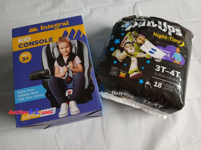 Lot 44-2144g - Huggies pull ups nighttime .Package has damage.
Absorbs more than otherdiapers.
Size 3T-4T 32-40 lbs. 18 count pack.
Integral kid console. N...