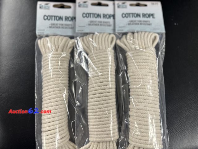 Lot 44-4036b - 3 packs of 50’ cotton rope new. See photo.