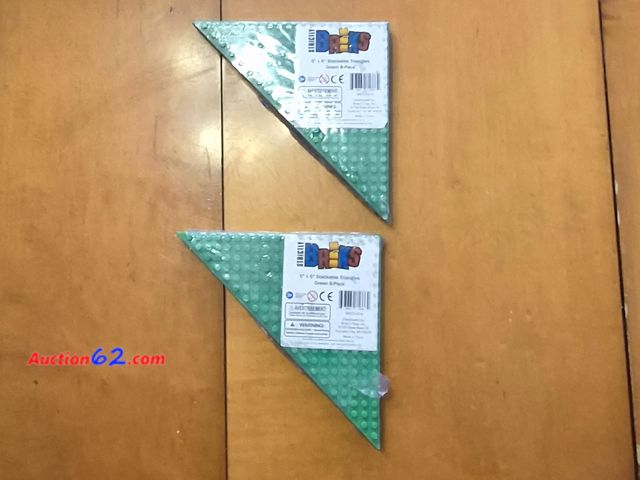 Lot 44-4056b - Lot of 2, 8-Packs - Strictly Briks 6 x 6 Stackable Green Triangles - Compatible with Legos - New in Sealed Packages - See Pictures Never ope...