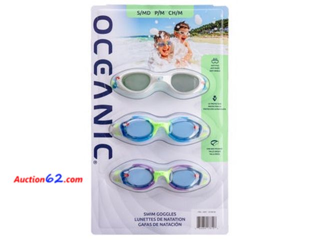 Lot 44-256g - Oceanic Swim Goggles 3-Pack Small/Medium  E-Commerce Return, A basic inspection has been given to this item. Sold AS-IS.