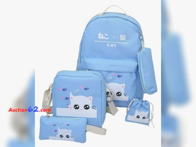Lot 44-6509r - XINSHUN hainan Cat Backpacks Set for women 4 pcs for One Set Light Blue one size Appears New, A basic inspection has been given to this item...