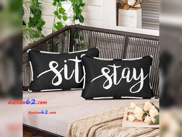 Lot 44-9084t - Retail of $28- Outdoor Pillow Covers 12 x 20 Inch, Set of 2, (Pillow Cases Only)  Appears New Appears New, A basic inspection has been given...